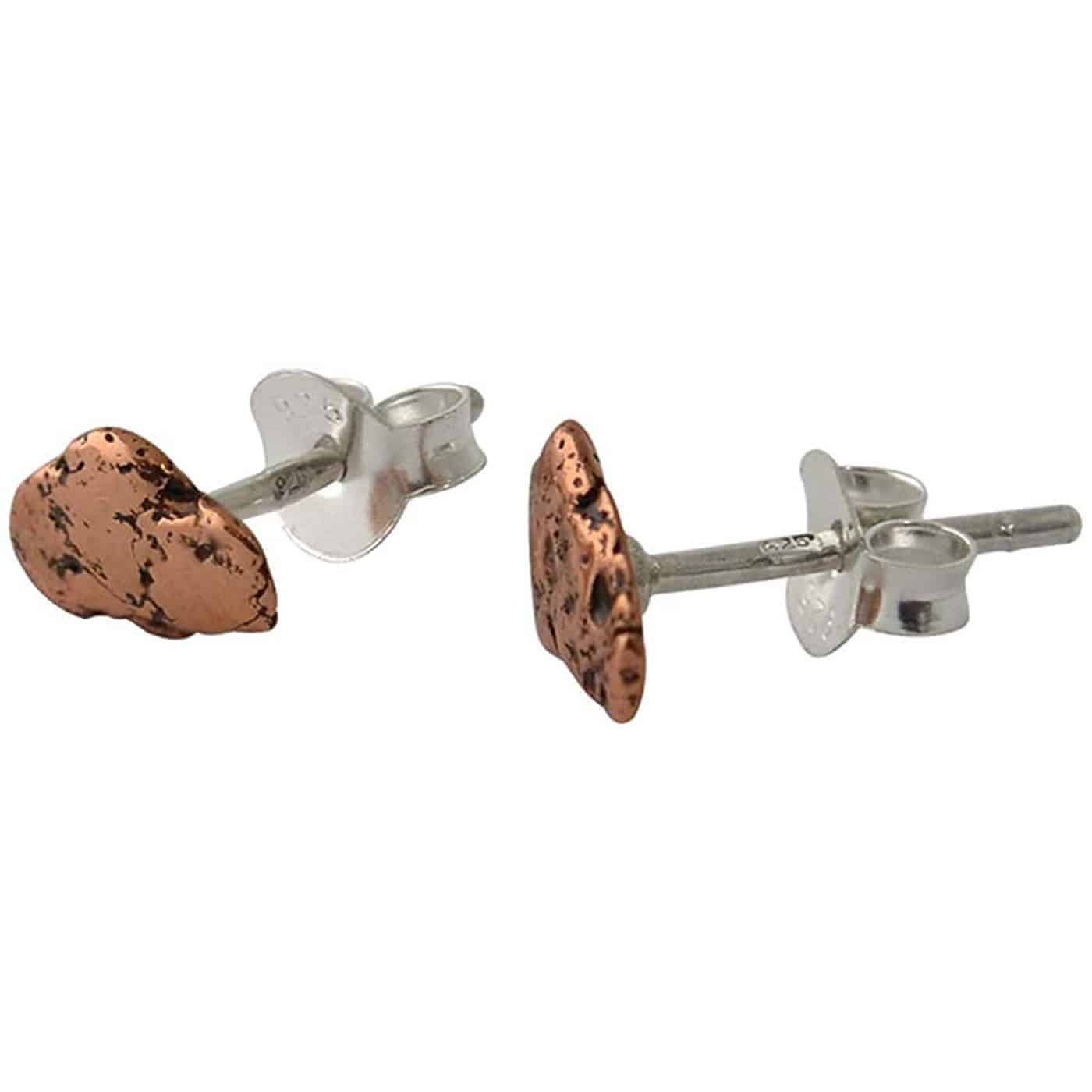 Starborn Copper Nugget with Sterling Silver Post Earrings