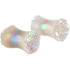 Starborn Creations Si Opal White Double Sided Drusy Stone Ear Plugs Gauged Earrings