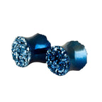 Starborn Creations Steely Blue Double Sided Drusy Stone Ear Plugs Gauged Earrings