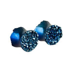 Starborn Creations Steely Blue Double Sided Drusy Stone Ear Plugs Gauged Earrings