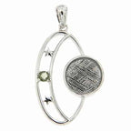 Starborn Moldavite & Muonionalusta Meteorite Pendant in Sterling Silver