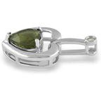 Starborn Faceted Moldavite Heart Pendant with White Topaz Accent in Sterling Silver