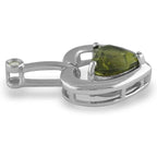Starborn Faceted Moldavite Heart Pendant with White Topaz Accent in Sterling Silver