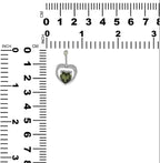 Starborn Faceted Moldavite Heart Pendant with White Topaz Accent in Sterling Silver