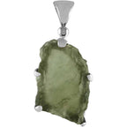 Starborn Natural Rough Moldavite Prong Set Pendant in Sterling Silver (12-15ct)