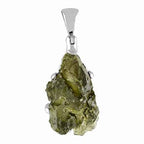 Starborn Natural Rough Moldavite Prong Set Pendant in Sterling Silver (12-15ct)