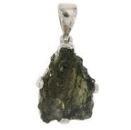 Starborn Natural Rough Moldavite Prong Set Pendant in Sterling Silver (7-11ct)