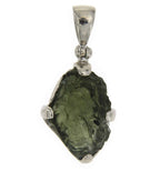 Starborn Natural Rough Moldavite Prong Set Pendant in Sterling Silver (7-11ct)