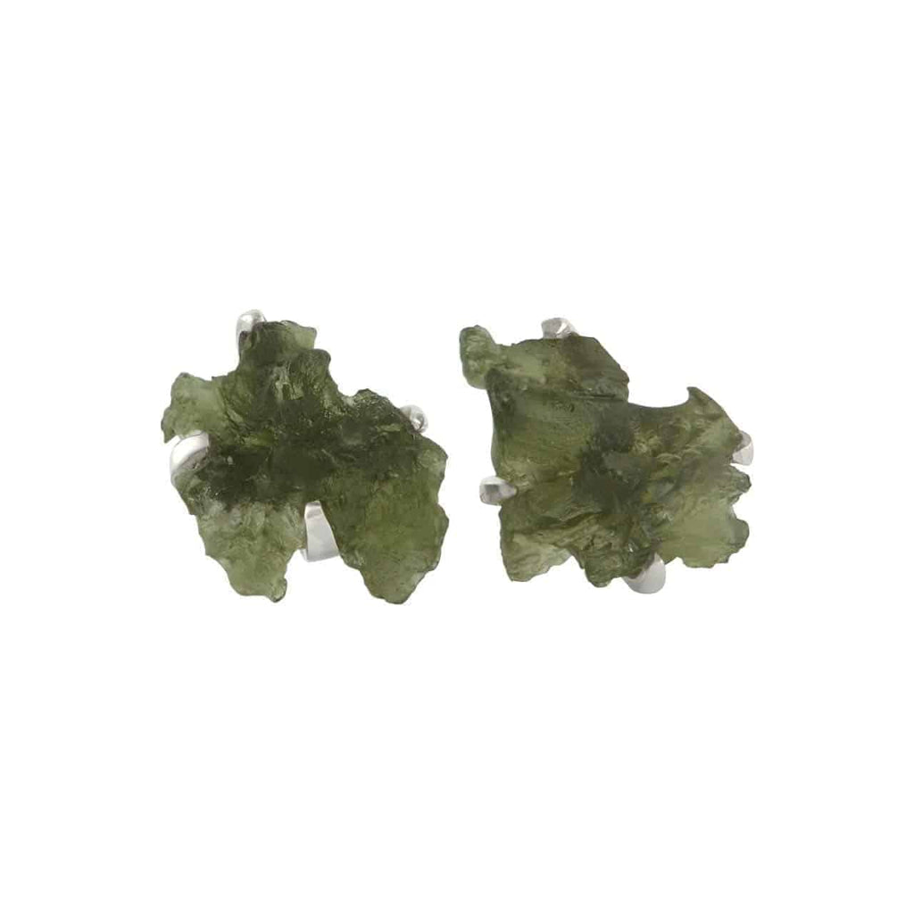 Starborn Rough Moldavite Sterling Silver Post Earrings