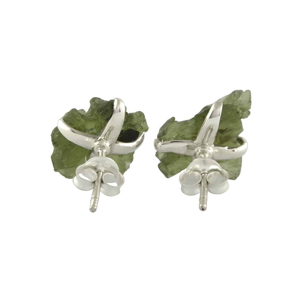 Starborn Rough Moldavite Sterling Silver Post Earrings