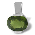 Sterling Silver Channel Set Oval Shaped Faceted Moldavite Pendant