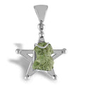 Sterling Silver Genuine Moldavite 5 Star Pendant