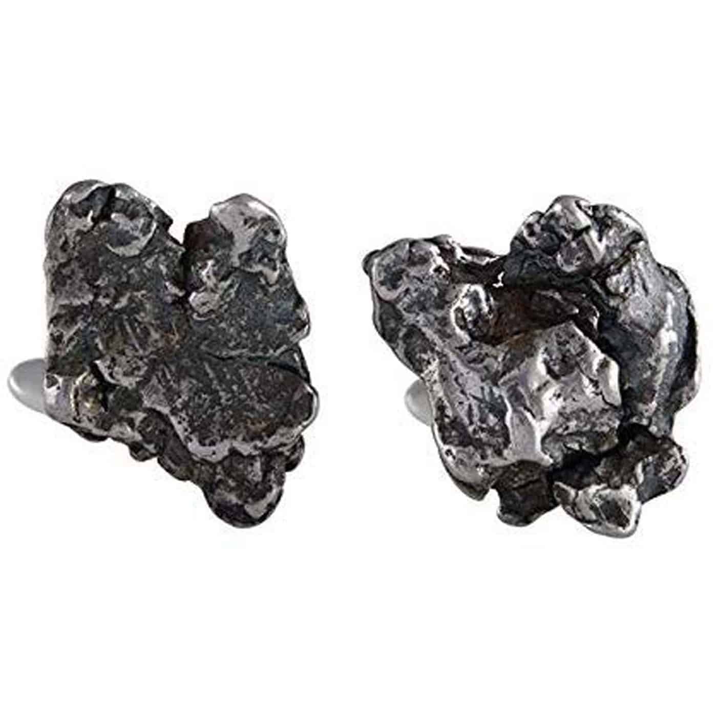 Sterling Silver and Genuine Campo Del Cielo Meteorite Cuff Links