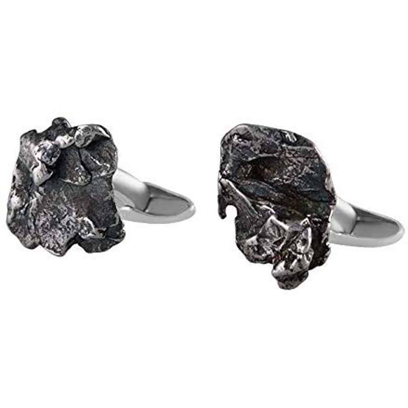 Sterling Silver and Genuine Campo Del Cielo Meteorite Cuff Links