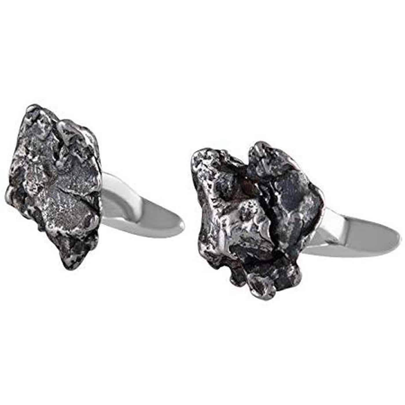Sterling Silver and Genuine Campo Del Cielo Meteorite Cuff Links