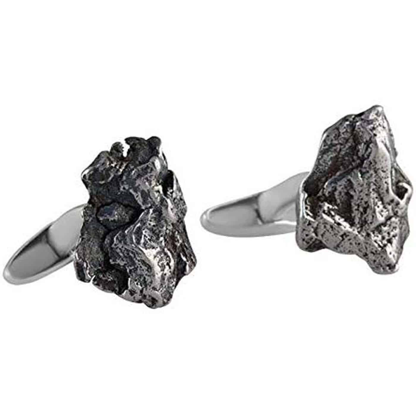 Sterling Silver and Genuine Campo Del Cielo Meteorite Cuff Links