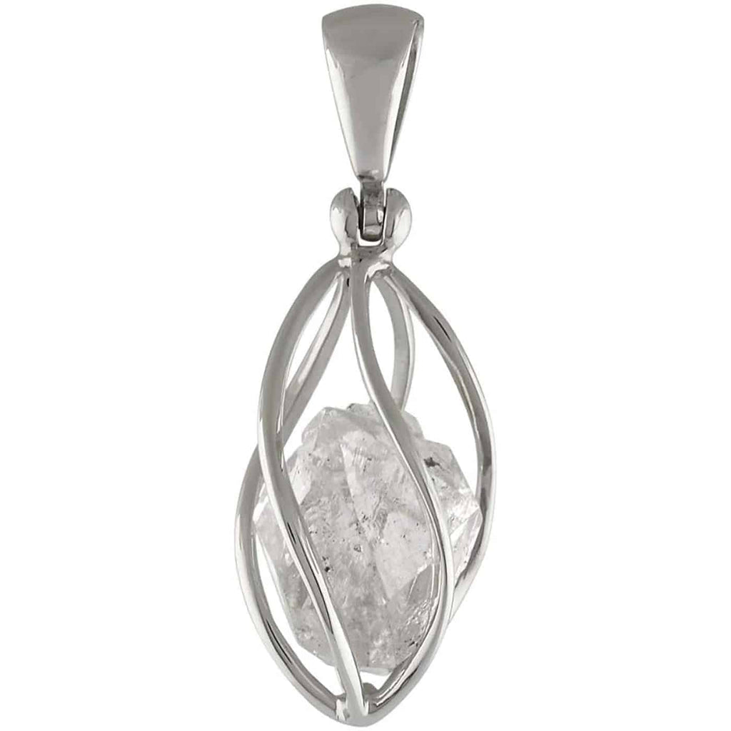 Starborn Sterling Silver cage set medium Herkimer Diamond Quartz Crystal Pendant