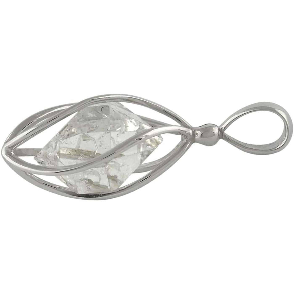 Starborn Sterling Silver cage set medium Herkimer Diamond Quartz Crystal Pendant