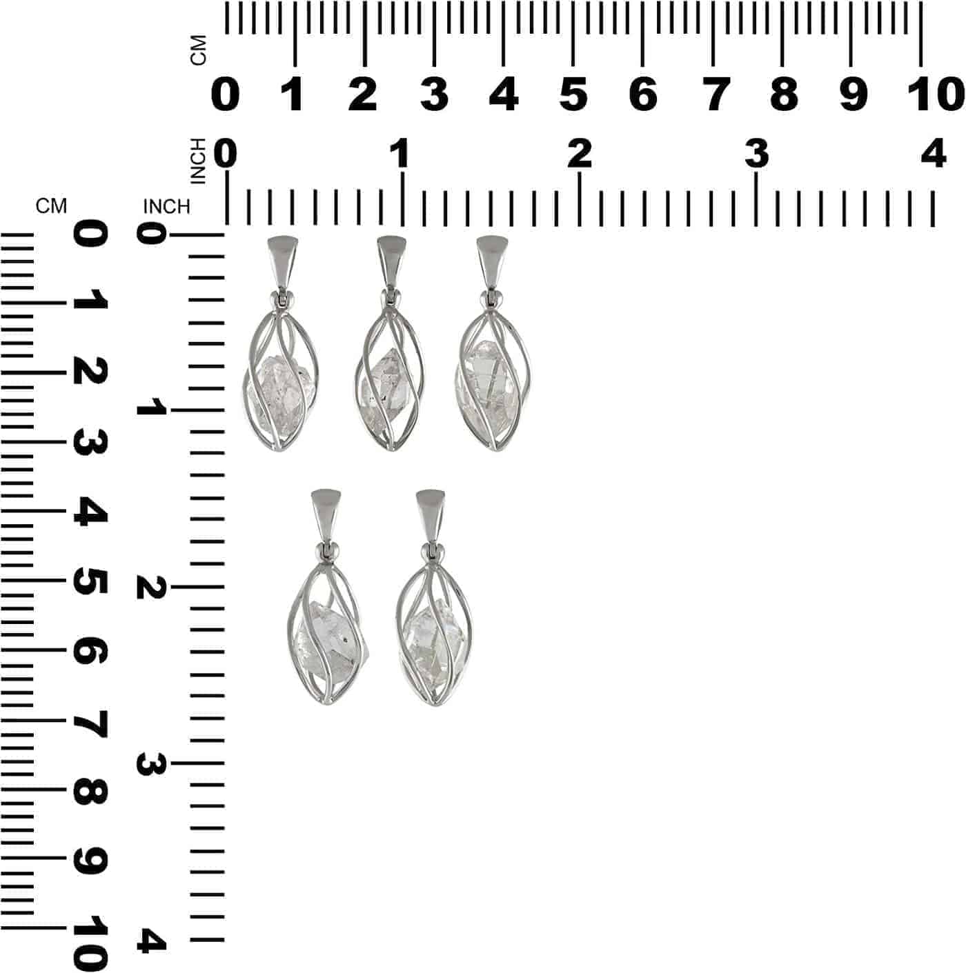 Starborn Sterling Silver cage set medium Herkimer Diamond Quartz Crystal Pendant