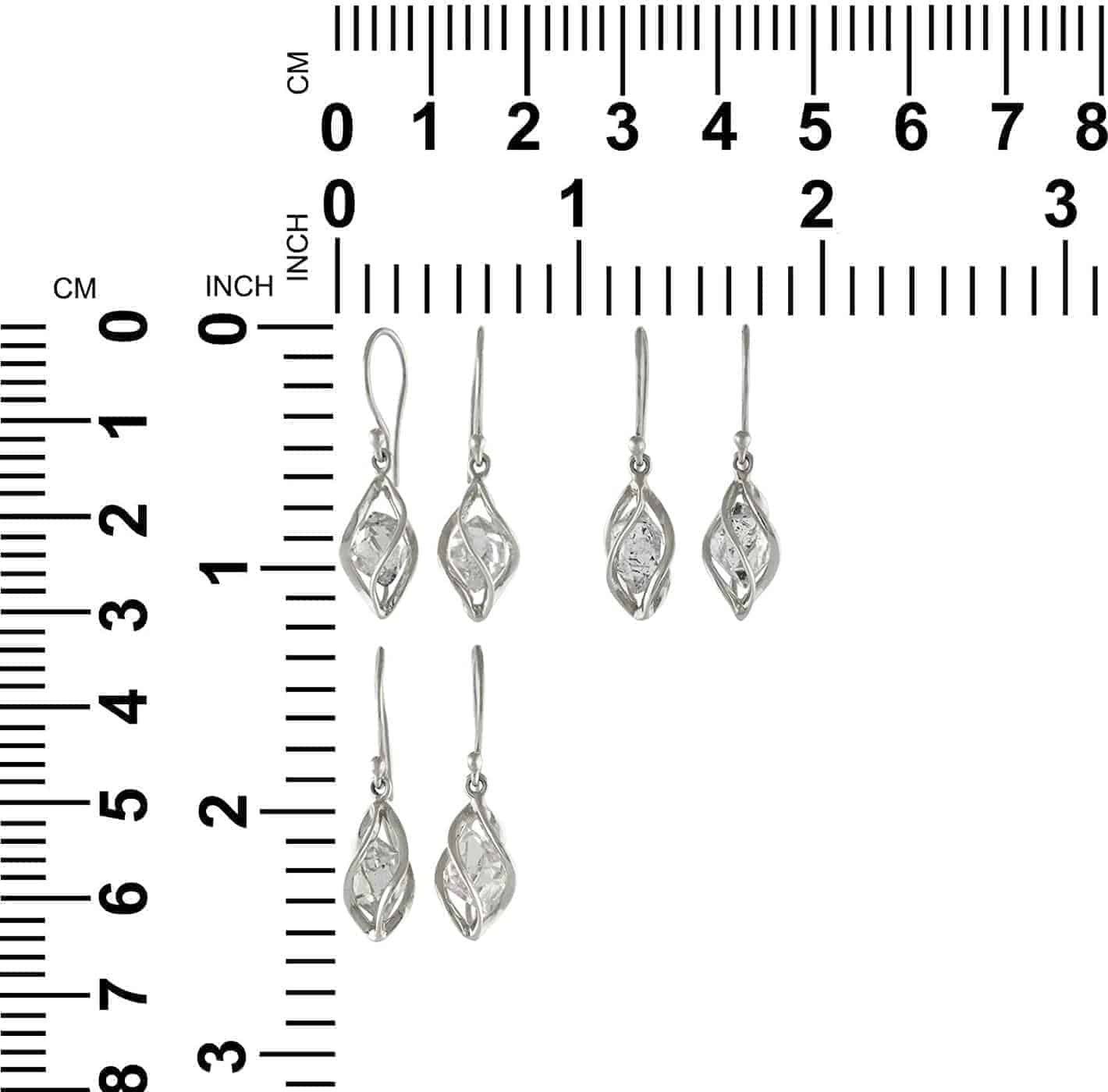 Starborn Sterling Silver Cage Set Natural Herkimer Diamond Quartz Earrings