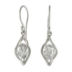 Starborn Sterling Silver Cage Set Natural Herkimer Diamond Quartz Earrings