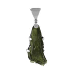 Starborn Natural Elongated Moldavite Drop Pendant in Sterling Silver