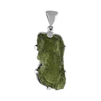 Starborn Natural Elongated Moldavite Drop Pendant in Sterling Silver