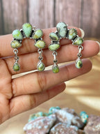 Handmade Sterling Silver Naja post earring, Options-Paloma turquoise, Sonoran mountain, Dahlia rose, MojaveTurquoise, Signed Nizhoni