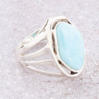 Abstract Blue Larimar and Sterling Silver Statement Ring