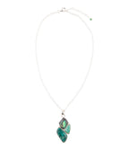 Blue Abalone Fire Sterling Silver Cluster Pendant Necklace
