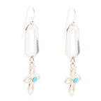 Blue Turquoise and Sterling Silver Cross Drop Earrings