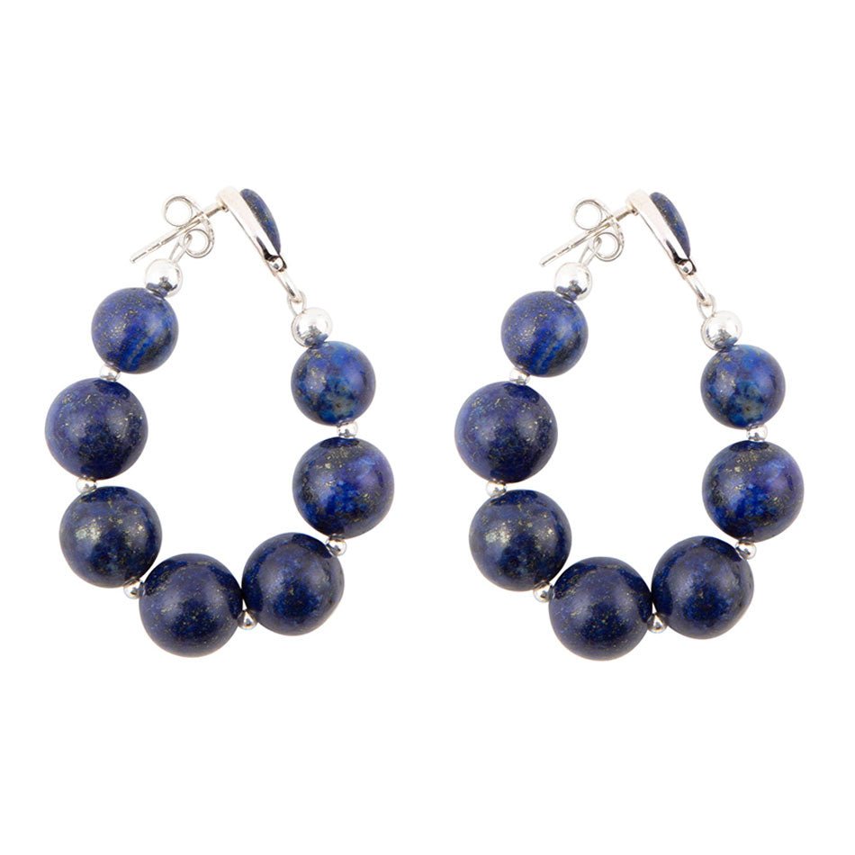 Carly Blue Lapis Complete Loop Sterling Silver Post Earrings
