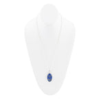 Carved Blue Lapis Sterling Silver Pendant Necklace