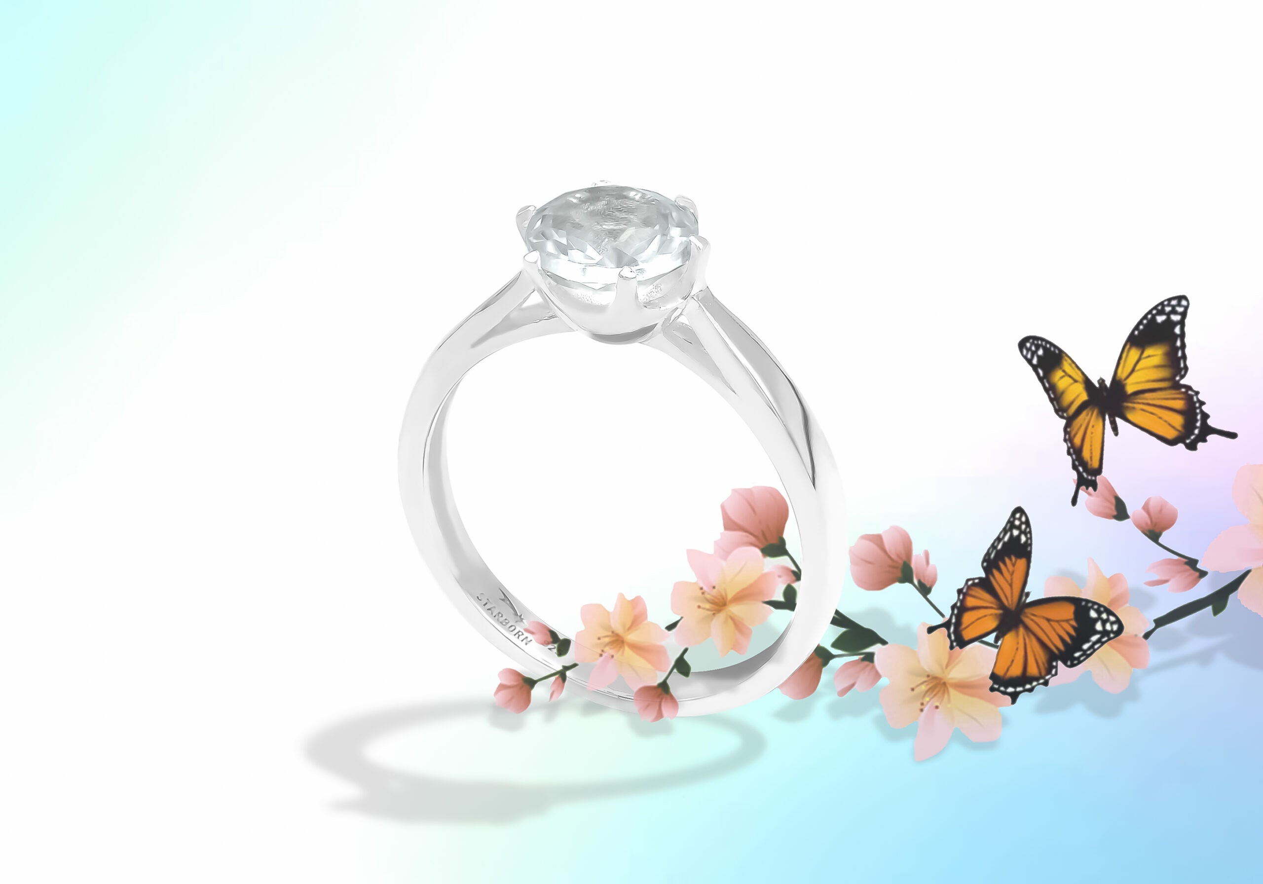 Starborn Faceted Danburite Ring in Sterling Silver
