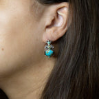 Emile Blue Turquoise Sterling Silver Hoop Earrings