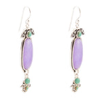 Emile Purple Quartz and Blue Turquoise Sterling Silver Drop Earrings
