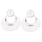 Faceted Sterling Silver Doorknocker Post Earrings