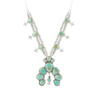 Squash Blossom Statement Blue Turquoise and Sterling Silver Necklace