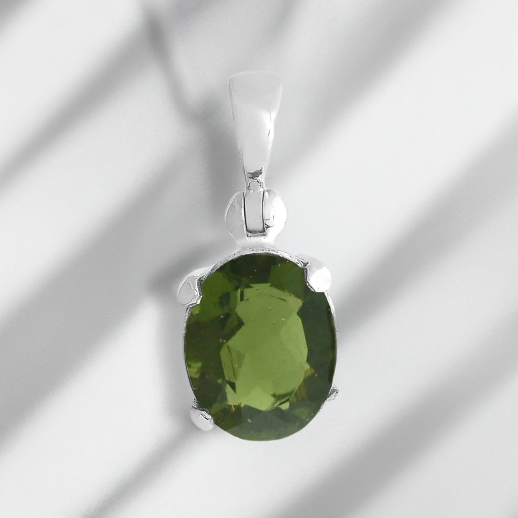 Starborn Faceted Moldavite 2ct Pendant in Sterling Silver