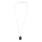 Hammered Green Seraphinite and Sterling Silver Pendant Necklace