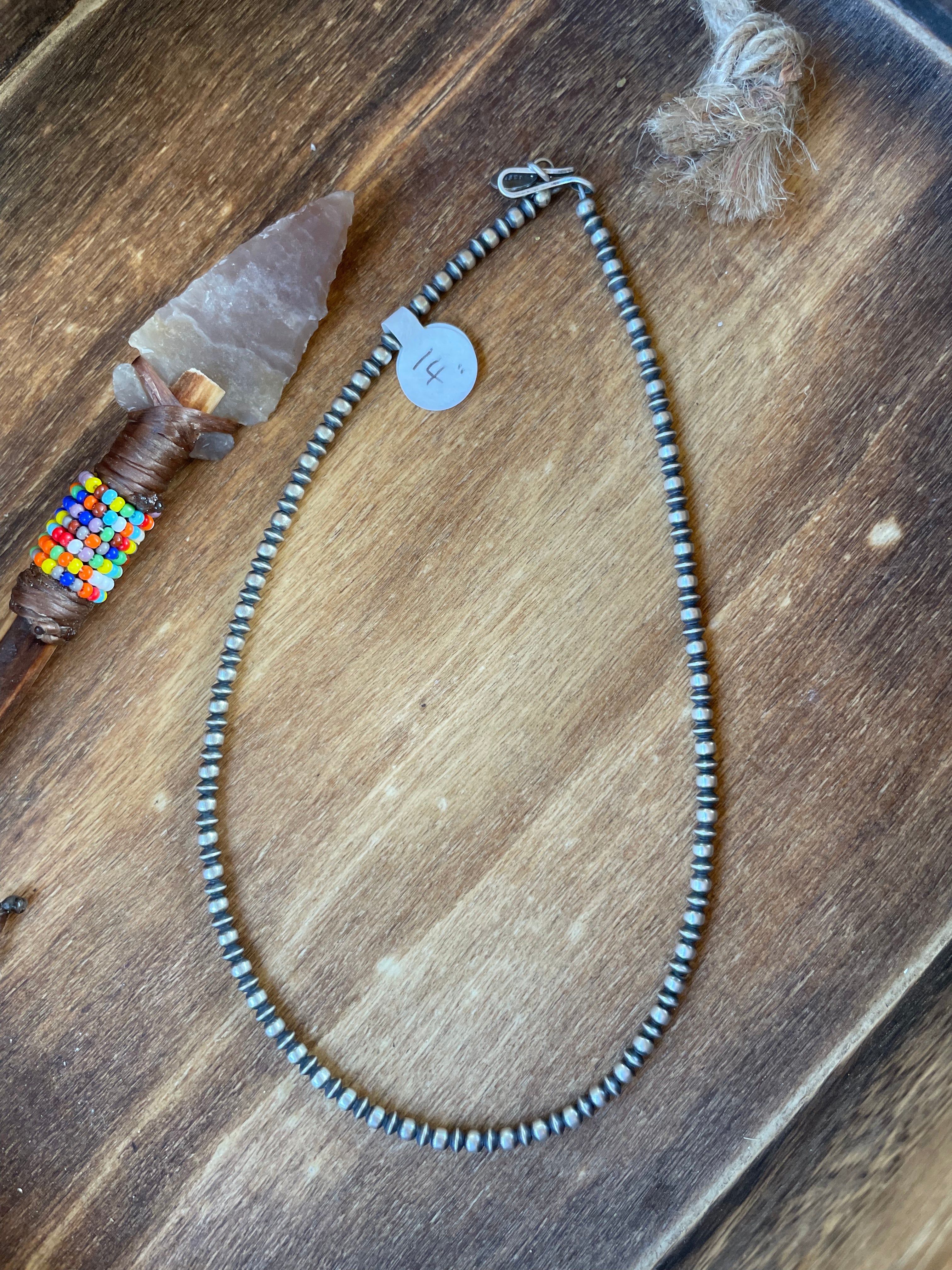 3mm Saucer and Navajo pearl Necklace