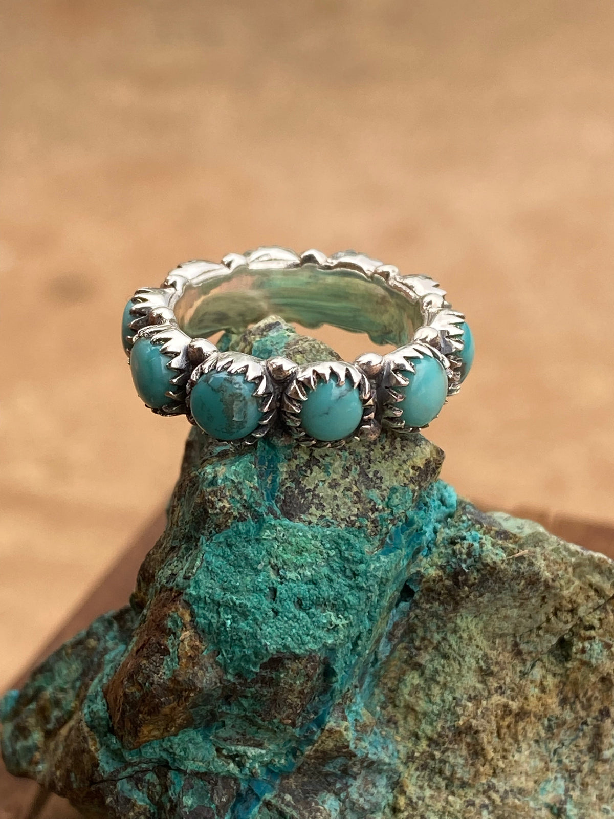 Natural Kingman Turquoise & Sterling Silver Eternity Band LESLIE’S FAVORITE