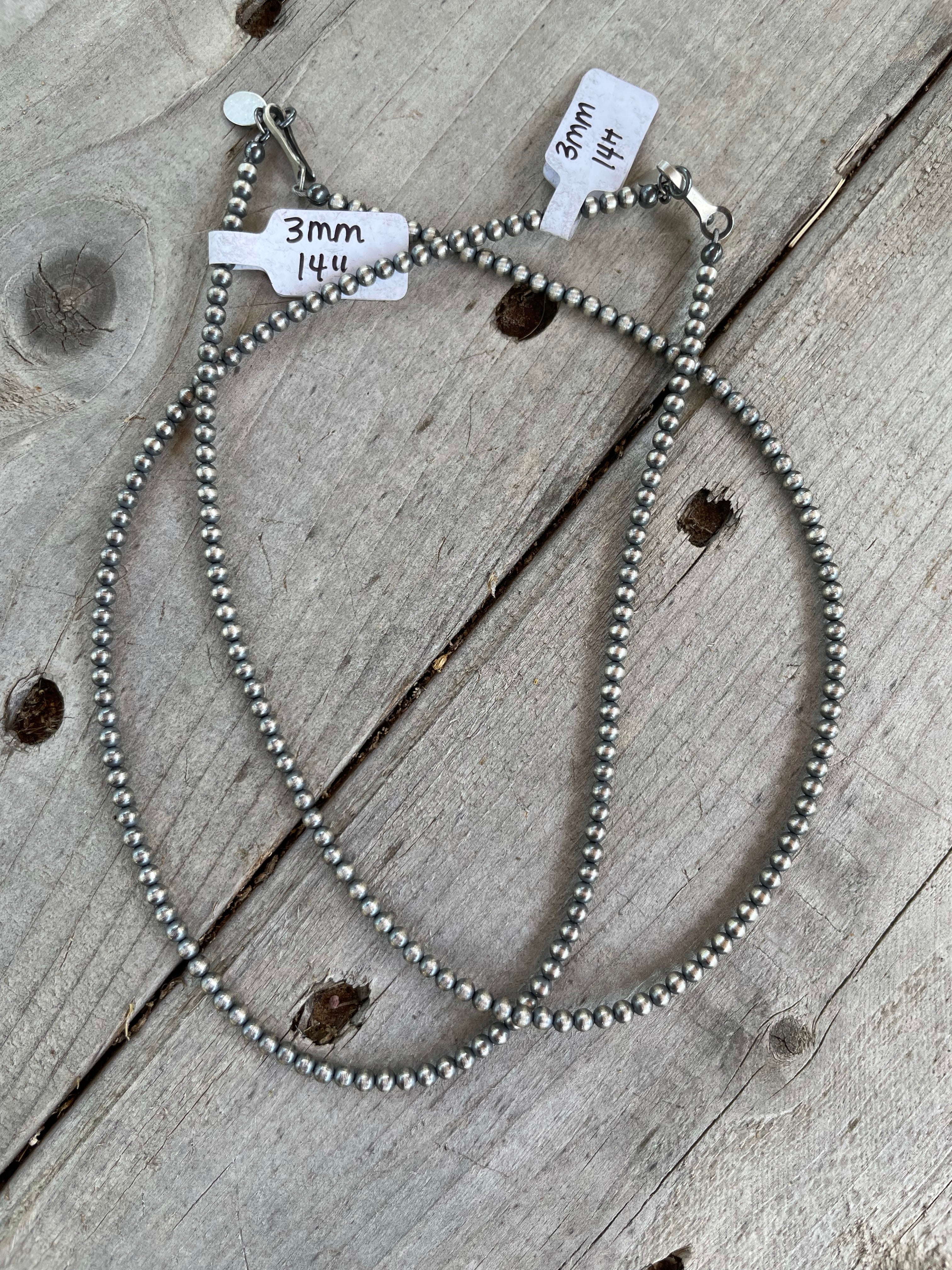 3mm Navajo Style Sterling Pearls