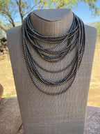 Handcrafted 3mm Sterling Silver Pearl Beaded Necklace