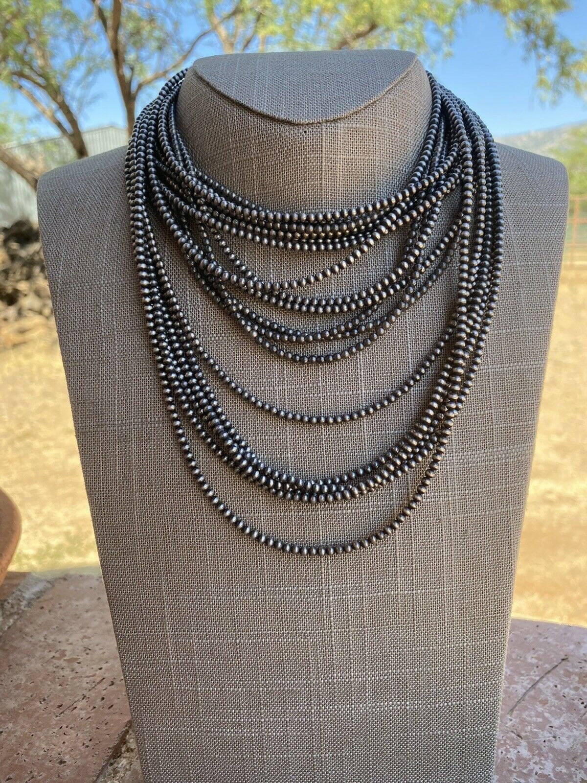 Handcrafted 3mm Sterling Silver Pearl Beaded Necklace