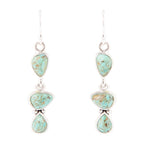 Linear Triple Stone Blue Turquoise and Sterling Silver Earrings