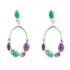 Peacock Multi-Stone Sterling Silver Earrings