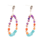 Prescott Blue Turquoise Purple and Orange Sterling Silver Drop Earrings