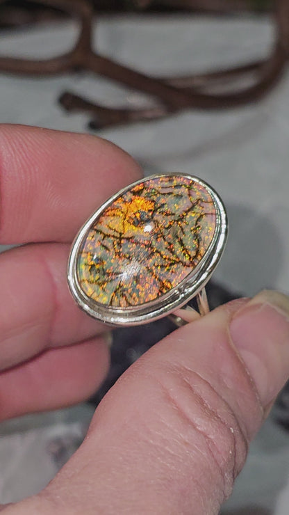 Silver Opal Ring Size 10