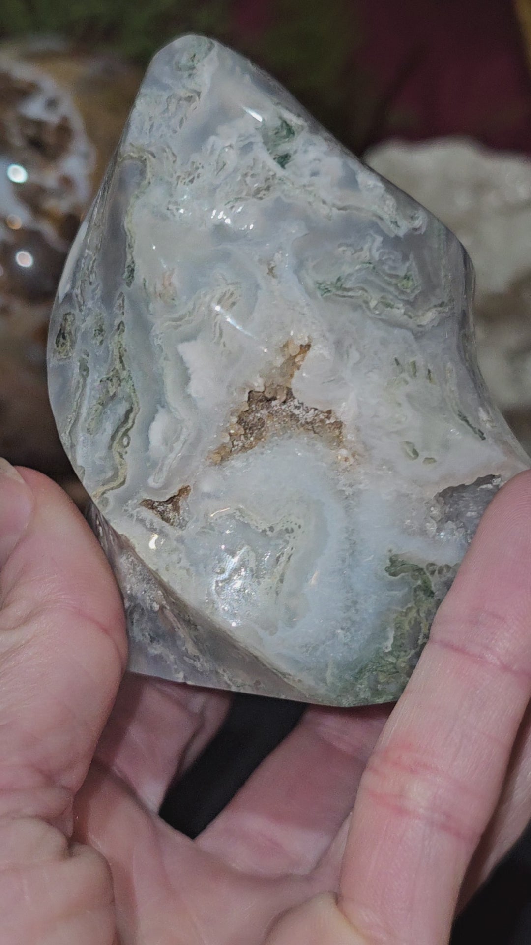 Moss Agate Flame With Beautiful Druzy